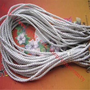 Wholesale 50pcs 16 inch 3mm white braided satin cord necklace with silver lobster clasps plus 2 inch extender