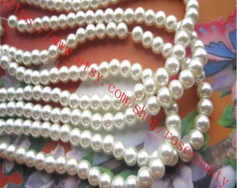 Popular Sale wholesale 100pcs 6mm white glass pearl beads