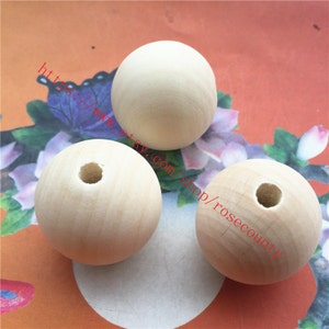 Large wood beads-wholesale 20pcs 16mm/20mm/30mm original round wood beads findings--unfinished--hole 5mm