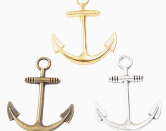 60 Antiqued Boat Anchor Charms, Jewelry Findings (31x25mm)