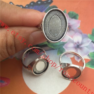 Sterling Silver Plated Bezel Setting With Top Ring - 25x18mm Antique Finish - 1 Piece