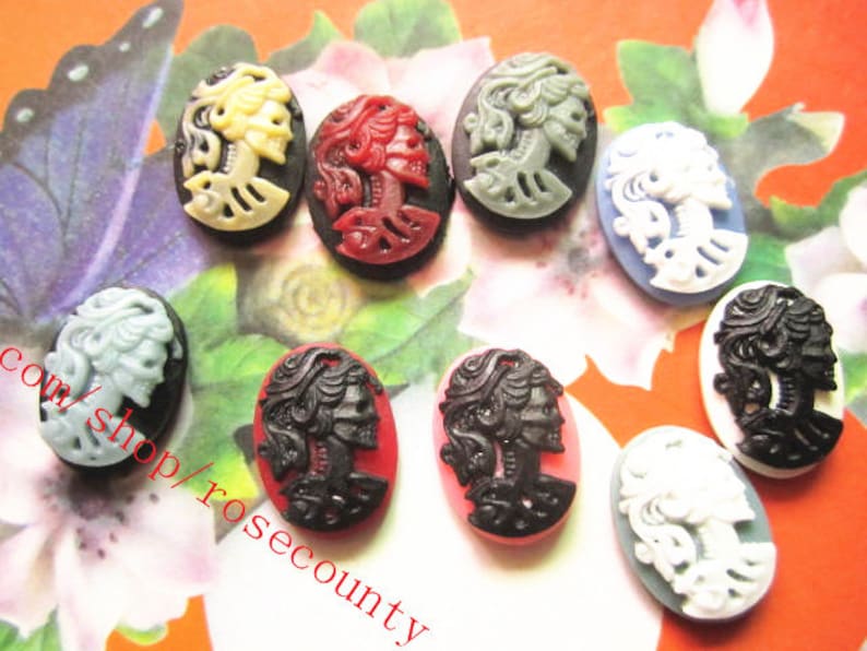 Wholesale 100pcs 18x13mm assorted 16 colors available skeleton girl resin Cabs