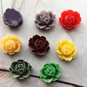 Wholesale 50pcs 20mm assorted resin rose flower Cabochons/cameos
