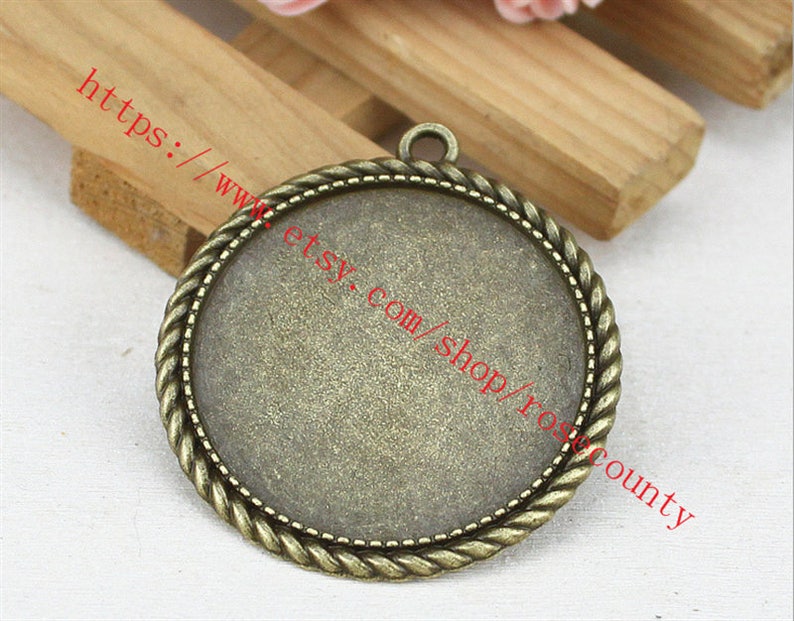 20pcs antiqued Bronze 35mm round bezel trays pendant findings cabochon size