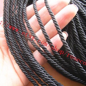 Wholesale 100 yards 3mm thickness black Round twist rope cords--suitable for making necklace cords