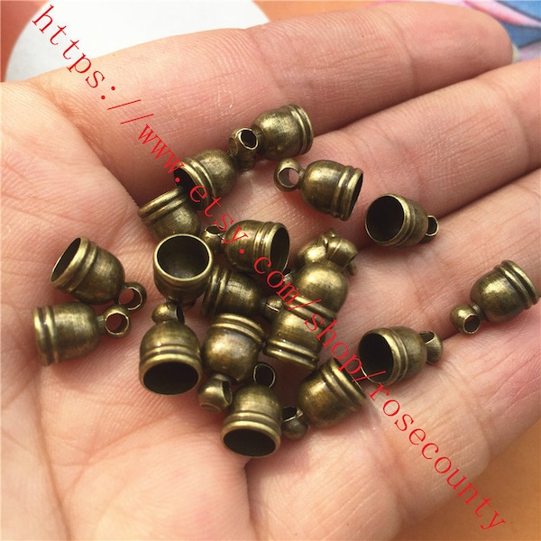 Wholesale 100pcs 10x6mm antiqued Bronze Brass material Metal Tassel Caps/cord end /cord closure/cord finish cap terminators findings