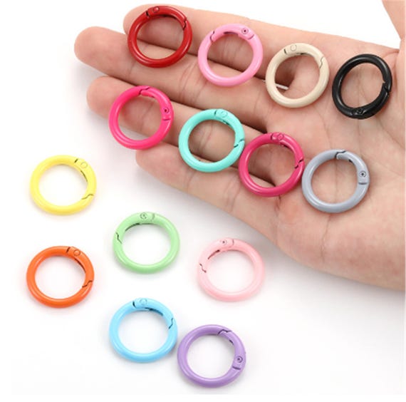 20 Portachiavi A Cerchio Con Moschettone In Argento 25mm - Anelli Portachiavi Di Ricambio Per Fai Da Te, Gioielli E Artigianato - 3
