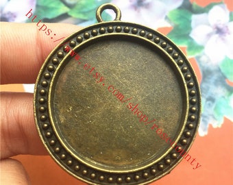 5 pz/lotto 35mm dimensioni interne bronzo antico e colori argento placcato Vintage stile barocco Cabochon Base impostazione ciondolo Charms  36