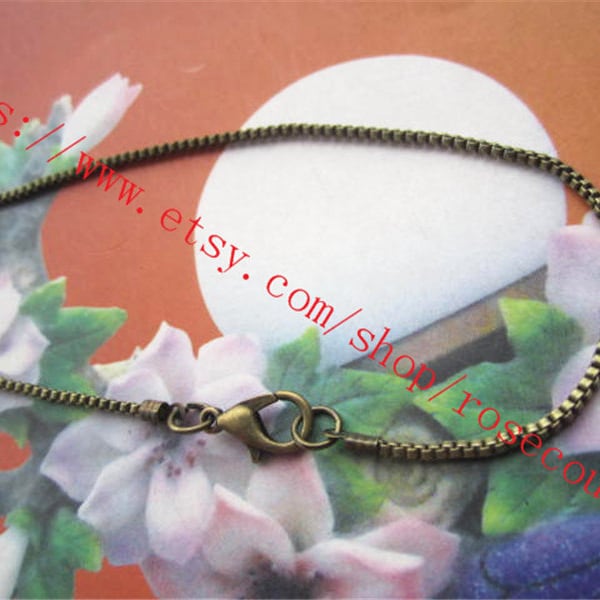 Wholesale 20pcs 18 inch antiqued bronze 1.5mm thickness square snake chain necklace with lobster clasps