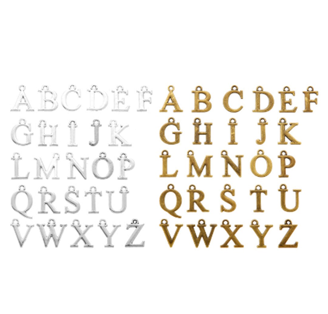 Pendants With Letters 100 Antiqued Alphabet Letter Pendants, Silver/bronze (15x10mm) - Etsy