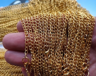 Wholesale 100pcs 18 inch gold plated 3x2mm thickness cable chain necklace with lobster clasps