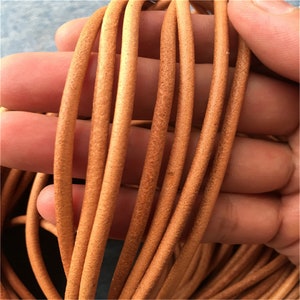 Wholesale 100 yards 3mm thickness round Genuine/real brown/Tan/natural brown leather cords
