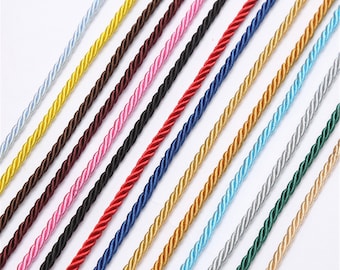 Wholesale 100 yards 3mm thickness black/white Round twist rope cords--suitable for making necklace cords--Multiple colors for you to choose