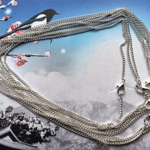 黒ビーズ ネックレス ロブスタークラスプ シルバーメッキボールチェーンネックレス（ロブスタークラスプ付き