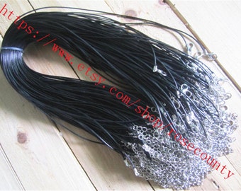 You choose the length-100pcs 1mm thickness black  korea wax leather necklace cords/silver lobster clasps