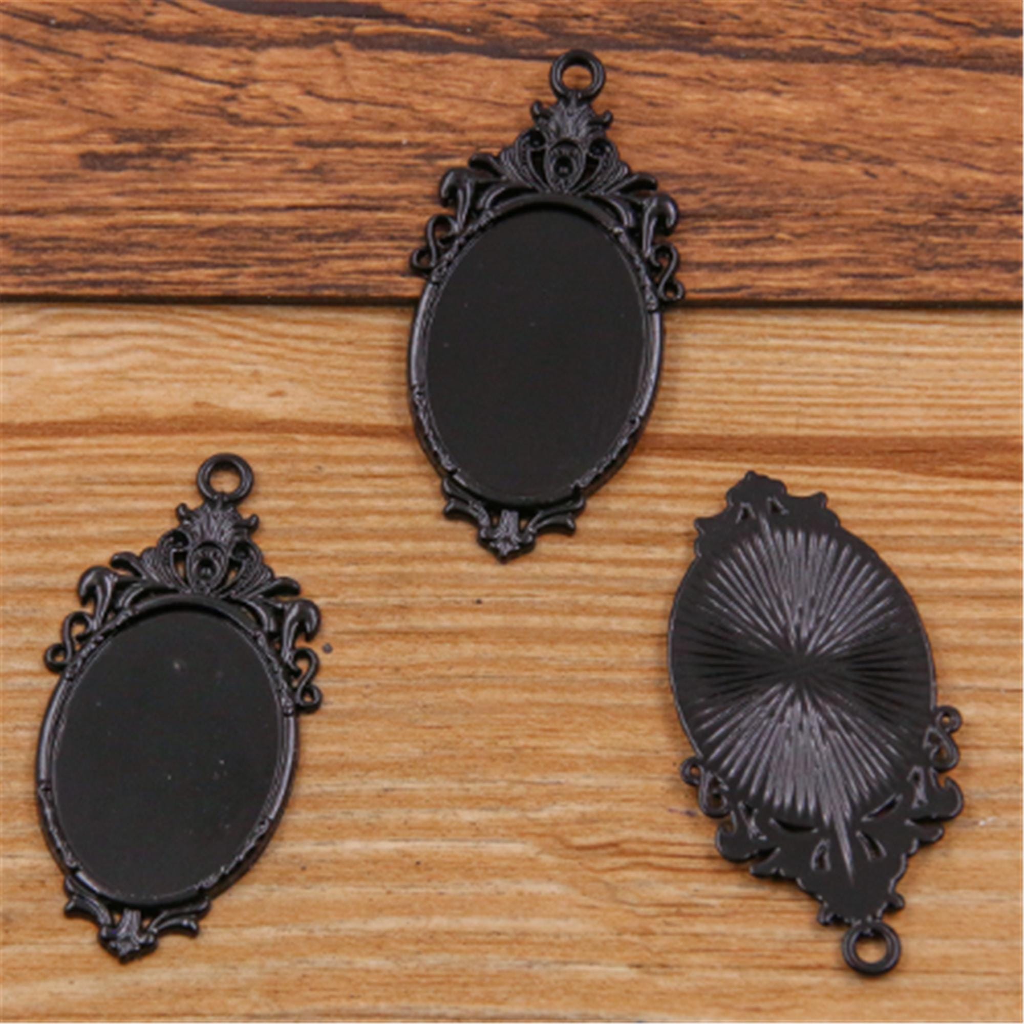 20pcs ovale ciondolo vassoio cammeo in vetro cabochon impostazione lunetta