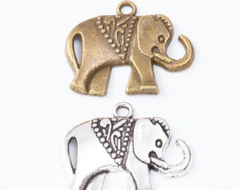 Elephant pendant,wholesale 50pcs Antiqued Silver/antiqued bronze 25x21mm elephant charms findings