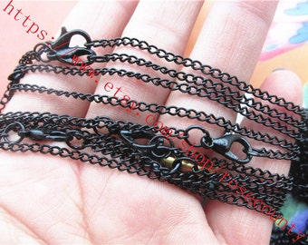 Wholesale 20pcs 18 inch Black  3x2mm thickness Cable chain necklace with lobster clasps