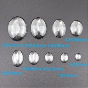 Wholesale 100pcs 10x8mm/14x10mm/18x13mm/25x18mm/30x20mm/35x25mm/40x30mm oval Clear Crystal Glass Cabs