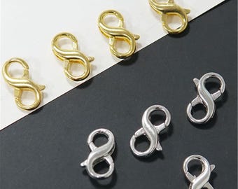 20pcs S-Type Double Hanging Bracelet Buckles: Zinc Alloy Lobster Clasps