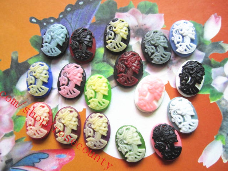 Wholesale 100pcs 18x13mm assorted 16 colors available skeleton girl resin Cabs