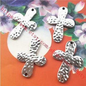 Cross pendant,wholesale 50pcs 39x28mm antiqued silver CROSS charms  connector findings