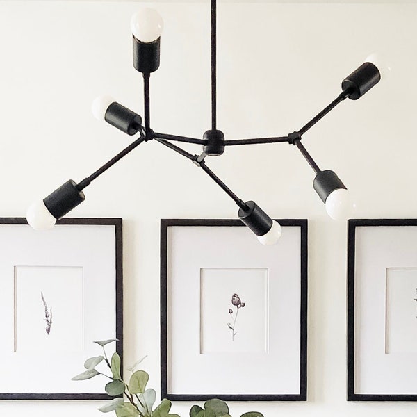 Black Sputnik Chandelier - Mid Century - Industrial - Modern - Ceiling Light - Branching Chandelier - UL Listed [PORTLAND]