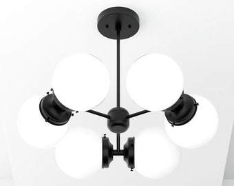 Modern Globe Chandelier - Matte Black - Matte White - Mid Century - Industrial - Modern - Bubbly - UL Listed [BARCELONA]