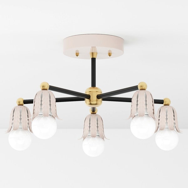 Semi Flush Ceiling Light - Mauve - Ceiling Light - Hanging Light - Mid Century Modern - Maximalist - UL Listed [BAIRD]