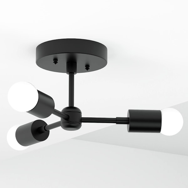 Semi Flush Ceiling Light - Matte Black - Mid Century - Industrial - Modern - Pinwheel - Sputnik - Minimal - UL Listed [TOKYO]