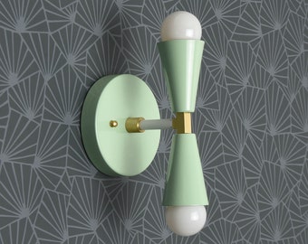 Modern Wall Sconce - Mint Green Sconce - Wall Light - Mid Century - Modern - Industrial - Bathroom Vanity - UL Listed [ANSONIA]