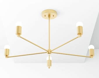 Modern Chandelier Light - Gold Sputnik Light - Mid Century - Industrial - Large - Brass - Light - Pinwheel - Sputnik - UL Listed [OSLO]