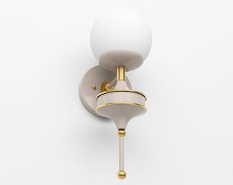 Matte Frosted Glass Globe Wall Sconce - Single Light - Mid Century Modern - Maximalist Wall Fixture - Bathroom Vanity - UL Listed [OXFORD]