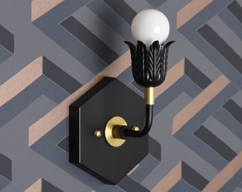 Single Wall Light - Modern Wall Sconce - Black & Brass - Mid Century - Industrial - Wall Light - Bathroom Vanity - UL Listed [AVERY]
