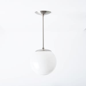 Globe Pendant Light Brushed Nickel Mid Century Modern Industrial