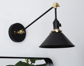 Adjustable Wall Light - Industrial Wall Sconce - Black Brass - Mid Century - Modern - Articulating - Boom Light - Bathroom Vanity VILAS