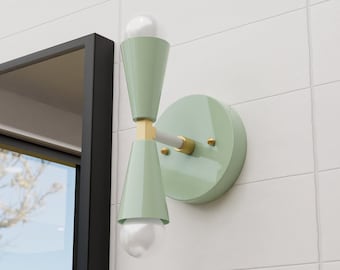 Modern Wall Sconce - Mint Green Sconce - Wall Light - Mid Century - Modern - Industrial - Bathroom Vanity - UL Listed [ANSONIA]