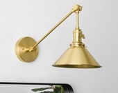 Adjustable Wall Light - Gold Industrial Sconce - Mid Century - Modern - Articulating - Boom Light - Bathroom Vanity VILAS