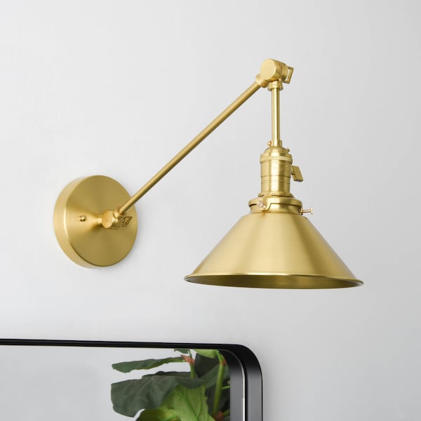 Adjustable Wall Light - Gold Industrial Sconce - Mid Century - Modern - Articulating - Boom Light - Bathroom Vanity [VILAS]