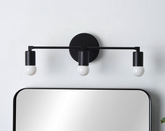 Vanity Lighting - Wall Sconce - 3 Light Vanity Fixture - Matte Black - Mid Century Modern - Industrial - Bathroom Vanity - UL Listed [AVON]