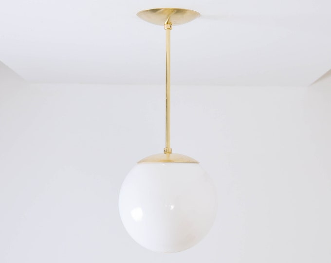 Pendant Lights Illuminate Vintage Globe Pendant Light Raw Brass Mid Century Modern Industrial Neckless White