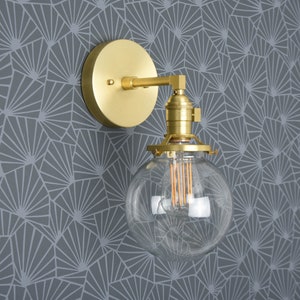 Modern Globe Light - Raw Brass - Mid Century - Modern - Industrial - Wall Light - Glass Globe - Bathroom Vanity [TELLURIDE]