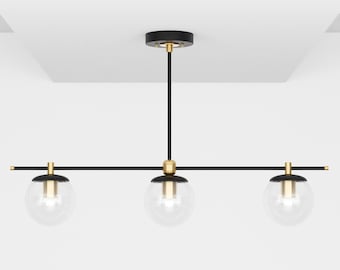 Helderglazen bol lineaire kroonluchter - hangende armatuur - Maximalist - Mid Century Modern - plafondverlichting binnen - UL vermeld [SIOUX]