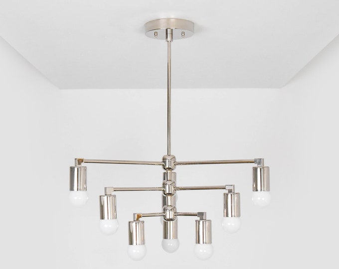 Chandeliers Illuminatevintage Modern Chandelier Light Polished Nickel Mid Century Industrial Geometric