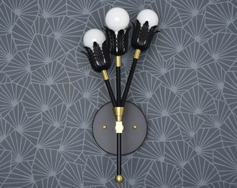 3 Light Wall Sconce - Black & Brass - Mid Century - Modern - Industrial - Bathroom Vanity - UL Listed [BEAUMONT]