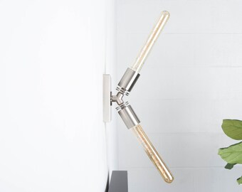Modern Wall Sconce - Polished Nickel - Brushed Nickel - Mid Century - Industrial - Bathroom Vanity - UL Listed [ARGYLE]