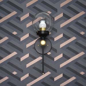 Modern Globe Sconce  Black & Brass  Mid Century  Industrial image 1