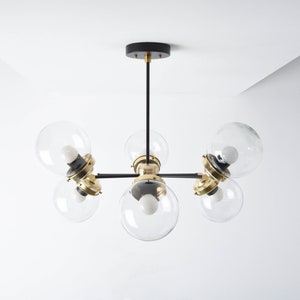 Sputnik Chandelier - Black & Brass - Mid Century - Industrial - Modern - Ceiling Light - UL Listed [COPENHAGEN]