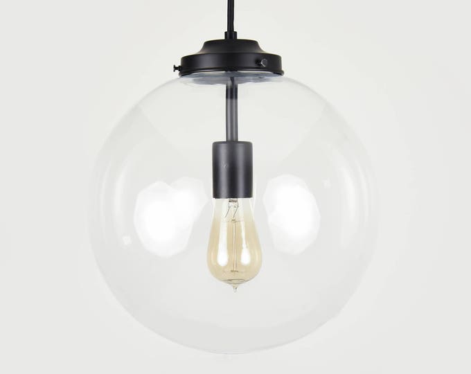 Pendant Lights Illuminate Vintage Globe Pendant Light Matte Black Mid Century Modern Industrial Glass