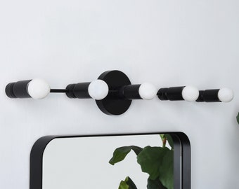 Vanity Lighting - Wall Sconce - 5 Light Vanity Fixture Black Wall Sconce - Mid Century Modern - Track Lighting - UL Listed [ASPEN]